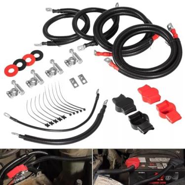 Imagem de Kit de cabo de bateria 4437-90 compatível com Ford Superduty 2003-2007 F250 F350 F450 caminhão 6.0L Power Stroke 2/0 Wire com dobra de 90 graus no arranque. Substituição 4437-90.