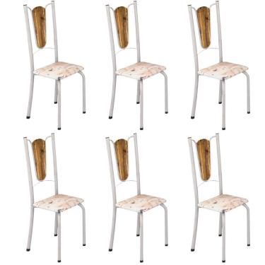 Imagem de Kit 6 Cadeiras Tubulares Júlia Soma Móveis Pérola/botanic Bege
