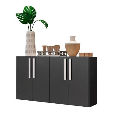 Imagem de Aparador Buffet 4 Portas Suspenso Viena V3605 Preto/Branco Preto/Branco