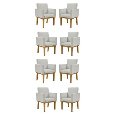 Imagem de Kit 08 Cadeiras Decorativa Reforçada Oferta Balaqui Linho Cor:linho Cinza Claro