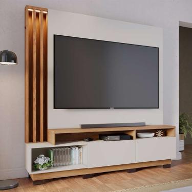 Imagem de Estante Home Sala De Estar 180Cm Filipina Led Off White/Freijó G73 - Gran Belo