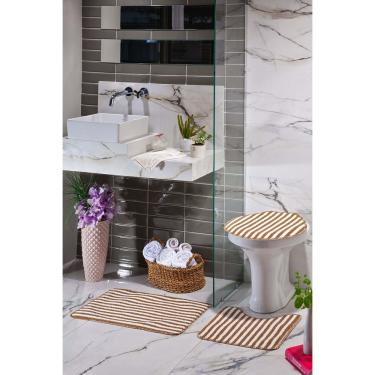 Imagem de Kit Tapete 3 Peças Listras Caramelo Slim