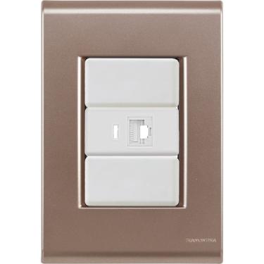 Imagem de Cj Tomada Rj45 Rj 45 Ethernet Liz Ouro Velho Tramontina Completo Pronto Tramontina