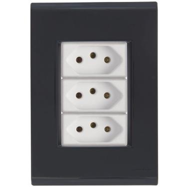 Imagem de Cj Três Tomadas Tripla 10a Liz Grafite Tramontina Completo Pronto Tramontina