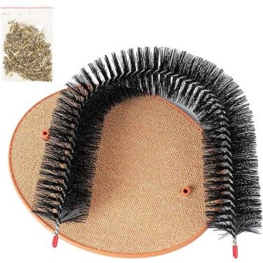 Imagem de Brinquedo Massageador Com Catnip Arranhador Gatos Preto E Laranja