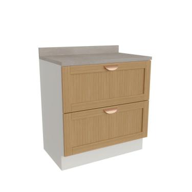 Imagem de Balcão 2 Gavetões 80cm Arizona Cabecasa Madeiramadeira Branco-figueira