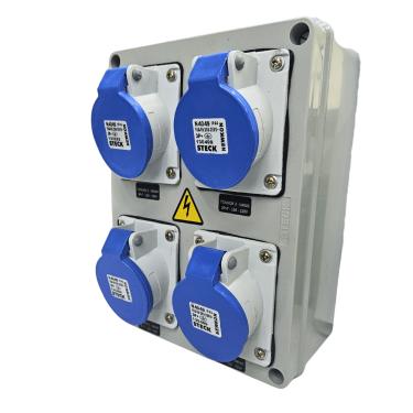 Imagem de Quadro Sobrepor C/ Tomada Industrial 4xN4049 IP-44 Cód. S231102 – Steck Quadro Sobrepor C/ Tomada Industrial 4xN4049 IP-44 Cod. S231102 – Steck