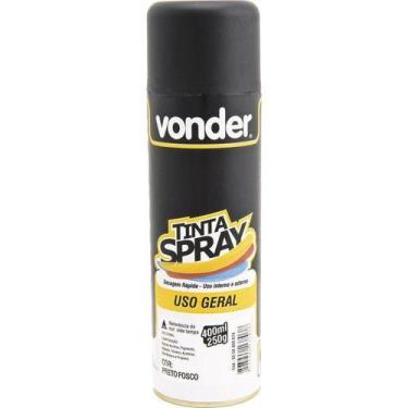 Imagem de Tinta Spray Preta Fosca Uso Geral 350ml/250g Vonder, 350 ml