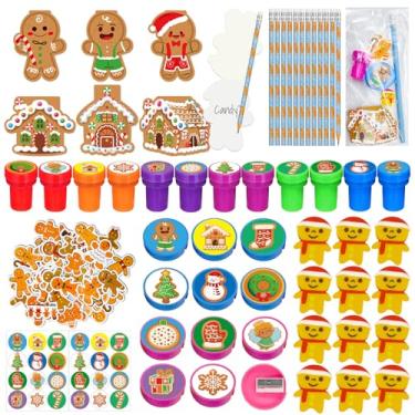 Imagem de Cinrobiye Conjunto De Papelaria Escolar Natal Com 194 Peças, Lembrancinhas Para Festa Troca Sala Aula, Prêmios Recompensa Classe, Cadernos, Apontadores, Borrachas, Adesivos, Carimbos Suprimentos (Bi