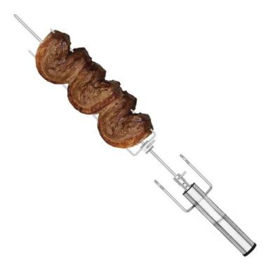 Imagem de Espeto Giratório Portátil em Inox a Pilha para Churrasqueira - Espeto 
