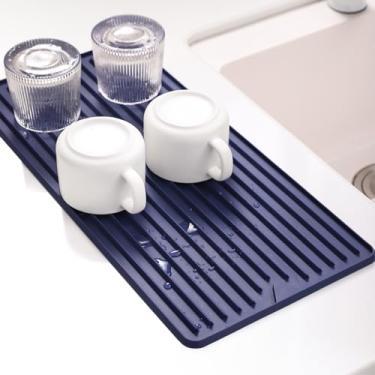 Imagem de Amyandone Tapete De Secagem Louça, Pequeno Silicone Para Bancada Cozinha, Protetor Descanso Panela Resistente Ao Calor, Almofada Super Grossa Copos/Garrafas/Copos, Longo E Estreito