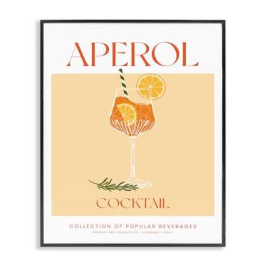 Imagem de Stupell Industries Minimal Aperol Cocktail Preto Emoldurado Giclee Art Design por Lettered and Lined, 40,6 x 50,8 cm