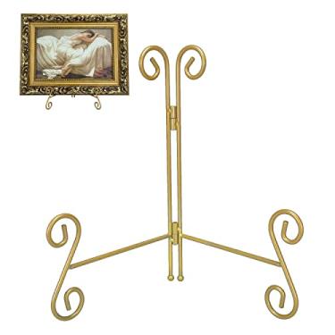 Imagem de UoYeet Suporte Para Pratos - De Ferro Dobrável Dourado 25 Cm, Cavalete Exposição Fotos, Quadros E Obras Arte Decorativas (25 1 Unidade)