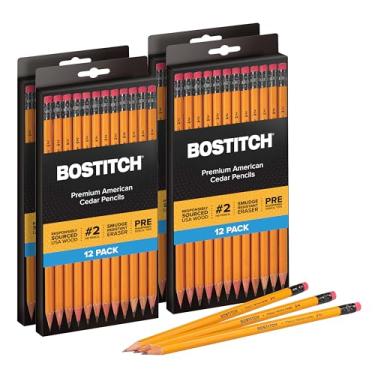 Imagem de Bostitch Lápis Office Premium nº 2, madeira de cedro americano, pré-afiado, grafite HB, pacote com 48