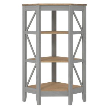 Imagem de Estante de Canto em Madeira Maciça com 3 Nichos Cinza Lavado