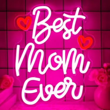 Imagem de Ajoyferris Letreiro De Neon Para O Dia Das Mães, A Melhor Mãe Todos Os Tempos, Luzes Led Reguláveis, Presentes Felizes Decoração Aniversário Mães