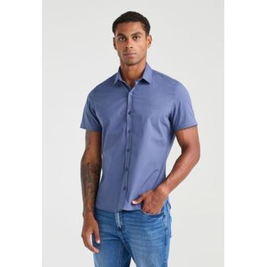 Imagem de Camisa Manga Curta Docthos Slim Tricoline C/ Elastano Liso, 012 azul, 