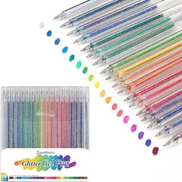 Imagem de SMOOTHERPRO Canetas de gel com glitter, 18 cores, vibrantes, brilhantes e metálicas para colorir, diário e scrapbook, canetas de gel coloridas para adultos