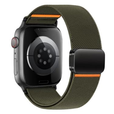 Imagem de Pulseiras masculinas de nylon para Apple Watch Ultra 2 de 49 mm, 46 mm, 45 mm, 44 mm e 42 mm, pulseira esportiva elástica de tecido elástico para Apple Watch séries 10 9 8 7 6 5 4 3 SE Ultra2/Ultra