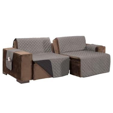 Imagem de Protetor De Sofá Retrátil Dupla Face Microfibra 2,40m - Cinza/preto