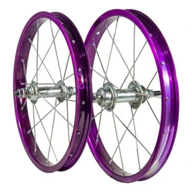 Imagem de Par Roda Aro 16 De Alumínio Violeta Para Bicicleta Infantil