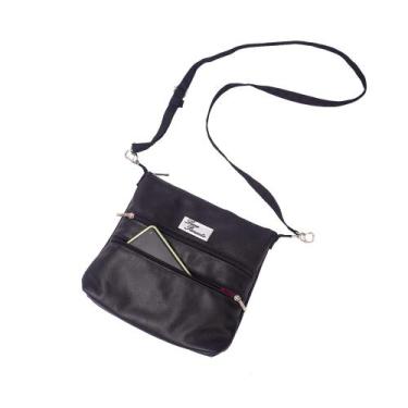 Imagem de Bolsa Feminina, Couro, Alça Transversal Ajustável - Lana, Preto