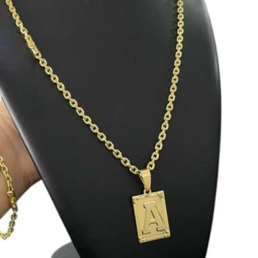 Imagem de Kit Cadeado 4mm + Letra Personalizada Banhado a Ouro - ToJoia18k