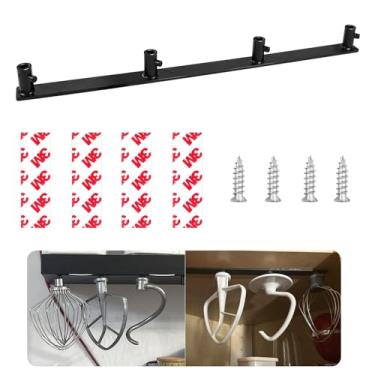 Imagem de Suporte de plástico compatível com acessórios de batedeira KitchenAid, organizador de batedeira plana, batedor de arame, acessórios de gancho de massa, economia de espaço para parede ou armários