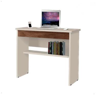 Imagem de Mesa de estudo mesa de casa escritório 1 gaveta notebook(OffWhite/Canela)
