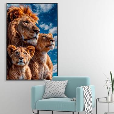 Imagem de Quadro Decorativo Família de Leão Mãe, Pai e 1 Filhote - MeMoldura, 10