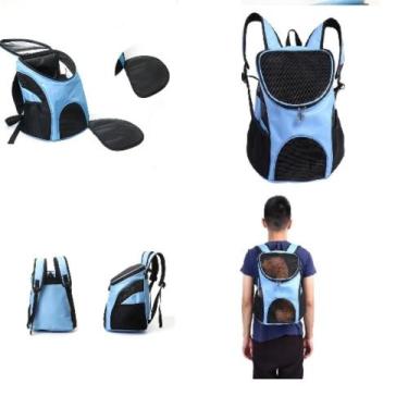Imagem de Mochila passeio caes gatos bolsa transporte pet dog bag azul - Yeet