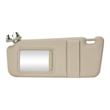 Imagem de Viseira de sol bege do lado esquerdo do motorista, adequada para Toyota Camry 2007-2011 com teto solar, substituição para 74320-06800-B0, com espelho de maquiagem e luz no carro