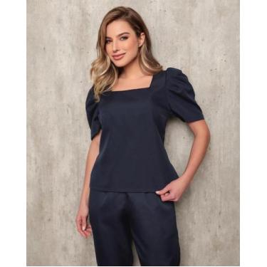 Imagem de Conjunto Scrub Feminino Eloise Azul Marinho - Gardenia Jalecos, P