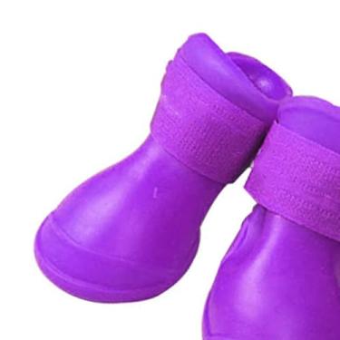 Imagem de ZJchao Sapatos de Cachorro, 4 PCs Dog Silicone Boot Skid Protop Soft Dog Rain Sapatos de Cachorro Botas Botas de Calçados Ao Ar Livre Botas de Chuva de Cachorro Com Uma Sola de Cachorro (M)