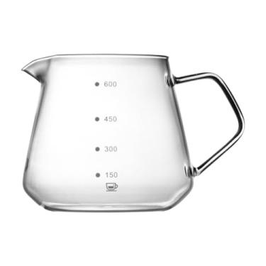 Imagem de Fenteer Copo de vidro para expresso, copo medidor, recipiente para água, chá reutilizável, portátil, com bico para despejar, jarra para espumar leite, para, Claro