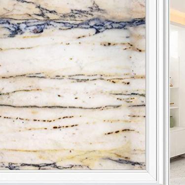 Imagem de Película de janela de privacidade de mármore, textura de estilo mármore, filme de vidro para sala de estar e escritório em casa, L90 x C 190 cm