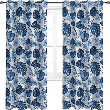 Imagem de Cortinas blackout Havaí para quarto - Cortinas escurecidas com isolamento térmico com ilhós para sala de estar, tratamento de sombreamento completo cortina de isolamento de cozinha, L 236 x C 236 cm