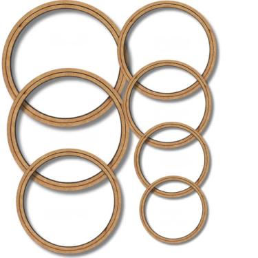 Imagem de Kit 7 Bastidores de 7cm a 20cm, bastidor de mdf 6mm, Moldura Bordado Crochê 14 peças(MDF Cru)