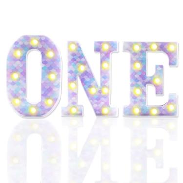 Imagem de Lcoor 3 Peças De Decoração Primeiro Aniversário Sereia, Iluminação Led Com Uma Letra, Letreiro Luzes Para O Mar, A Festa