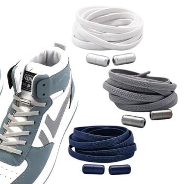 Imagem de Kit 3 Cadarço Elástico Para Rosquear Sem Amarrar Fino 1 Metro Para Sap