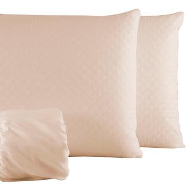 Imagem de KIT 2 Capa Protetora Impermeável para Travesseiro, 70 x 50 cm, com Zíper 4 Camadas 6 CORES (AVELÃ, 70X50)
