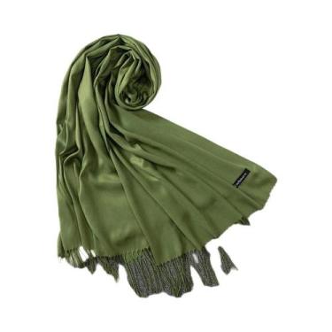 Imagem de Xale de Caxemira Longo Feminino - Cor Sólida, Hijab, Pashmina com Borl