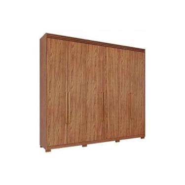 Imagem de Guarda Roupa 6 Portas e 5 Gavetas c/ 1 Espelho Interno Aurora Cinamomo