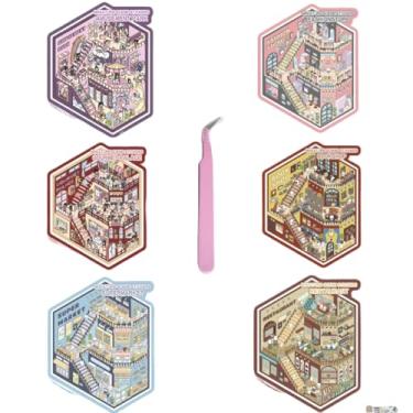 Imagem de 6 conjuntos de adesivos 3D DIY cena 3D casa adesivos faça sua própria livraria supermercado villa restaurante cena adesivo para adultos crianças meninas alívio estresse passar o tempo presente de