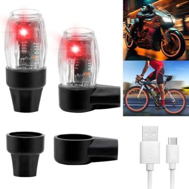 Imagem de YUERWOVER Pacote com 2 luzes de pneu para carro, LED, colorido, tampa da válvula da haste, luz de flash para caminhão, motocicleta, bicicleta, à prova d'água, recarregável, lâmpada de raio de pneu que
