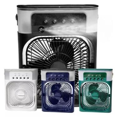 Imagem de Mini Ar Condicionado Portátil USB Ventilador de Mesa Umidificador Climatizador de Ar Com Tanque de Água Gelo Luz de Led Bivolt 110v 220v (Preto)