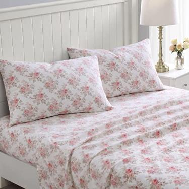 Imagem de Laura Ashley Home - Coleção de flanela – Conjunto de lençóis – 100% algodão, flanela escovada ultramacia, pré-encolhida e antibolinhas, lavável à máquina, fácil de cuidar, Queen, Lisalee