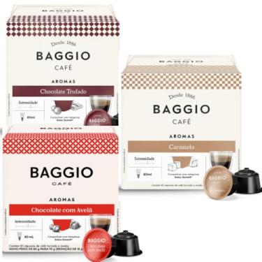 Imagem de kit Café Baggio com 30 Cápsulas de Café Compatíveis com DG Sabores e Chocolate Trufado e Caramelo e Chocolate com Avelã