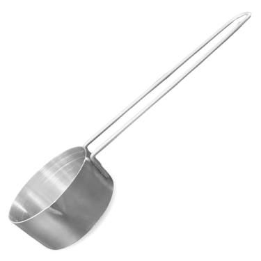 Imagem de Copo medidor de aço inoxidável de 1/3 xícara, alça longa de arame de 15 cm e bico de despejo | Metal resistente de 80 ml | 80 cc | 85 g | Copo único para ingredientes úmidos e secos | Ótimo para uso