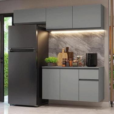 Imagem de Armário De Cozinha Compacta Suspenso 200cm Cinza Nice Madesa 04xa Cinz